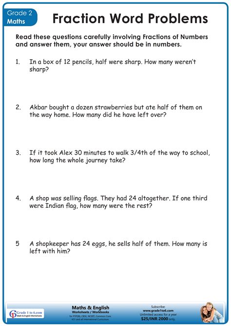 Image result for Simple Problem Solving Involving Fractions Worksheet for Grade 2