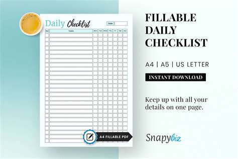 Free Printable Daily Checklist 的图像结果