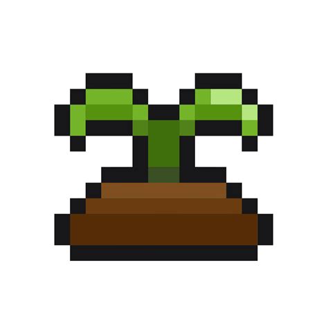 pixelated green greenery sprout leaf pixel art game items nature ...