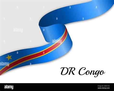 waving ribbon flag of DR Congo. Template for independence day banner ...