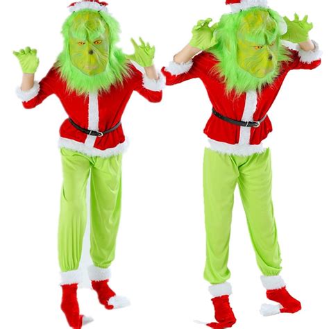 Buy Santa Suit Cosplay Green Monster Outfit With Mask,7 Pieces Online ...