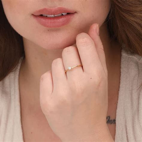 buy dainty solitaire gold plated demi fine ring for women online – PALMONAS