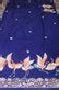 Blue Hand Embroidered Parsi Gara Pure Satin Silk Floral And Bird Design ...