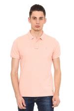 Buy Men Peach Solid Polo Neck T-Shirts Online - 295948 | Peter England