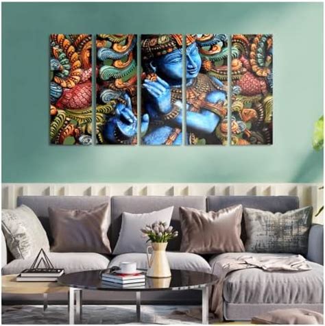 PAPER PLANE DESIGN Krishna Painting for Wall Decoration Split Multiple ...