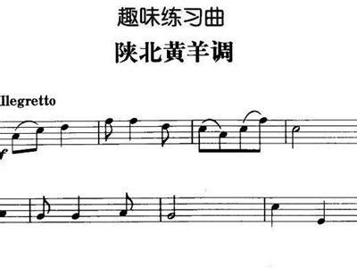 趣味练习曲 陕北黄羊调 歌谱 五线谱