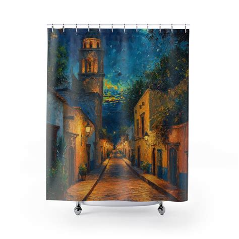 Night Time Spanish Village in Moonlight- Vintage Landscape Heavy Paint ...