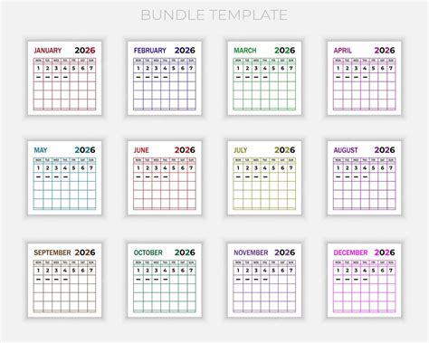 2026 monthly calendar template | Premium Vector