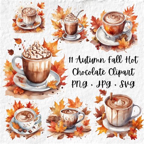 Autumn Fall Hot Chocolate Clipart, Autumn Fall Leaves Hot Chocolate Svg ...