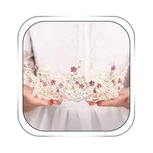 Buy Fairyu Pearl Wedding Tiaras and Crown Bride Pink Flower Tiaras ...