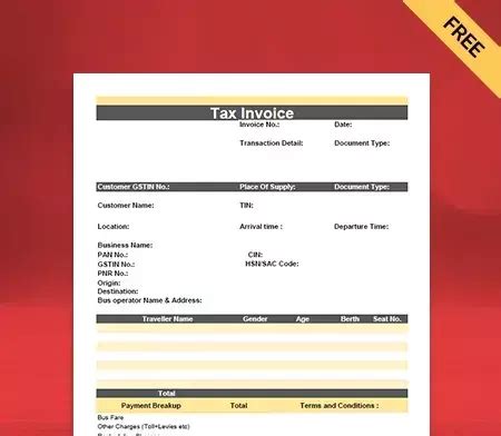 Bus Ticket Format Free Download
