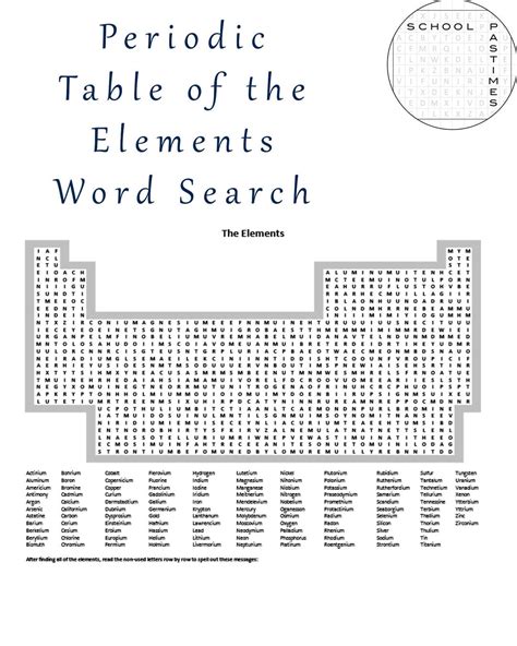Periodic Table Printable Word Search Puzzle - Etsy