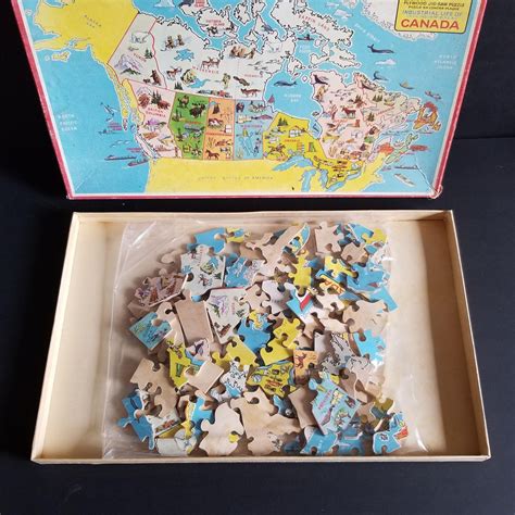 Map of Canada Jigsaw Puzzle - Vintage Victory Plywood Industrial Life Map - Incomplete AS IS - 1 ...