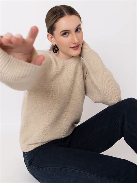 331 Fuzzy Cable Knit Pullover I Beige – ARMISTO