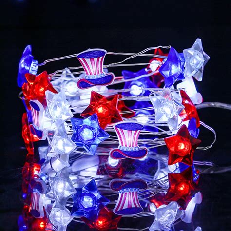 4th of July Decorations,10FT 30 LEDs Red White and Blue String Lights ...