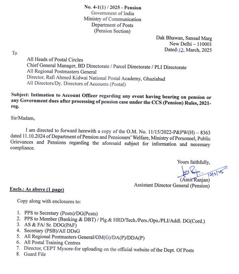 Intimation to Account Officer: Post-Retirement Events Affecting Pension ...