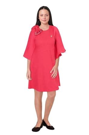 Buy Allen Solly Junior Girl's Synthetic A-Line Knee-Length Dress ...