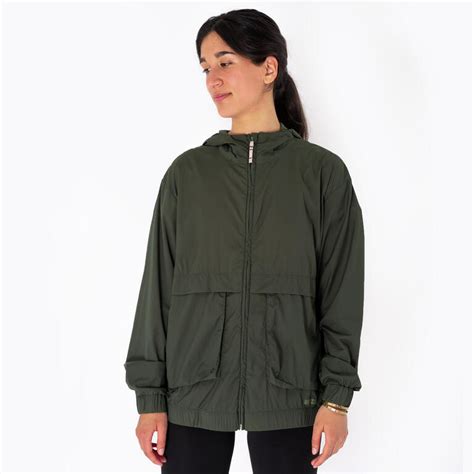 Women's windproof running jacket - KIPRUN Run 500 Wind - Khaki