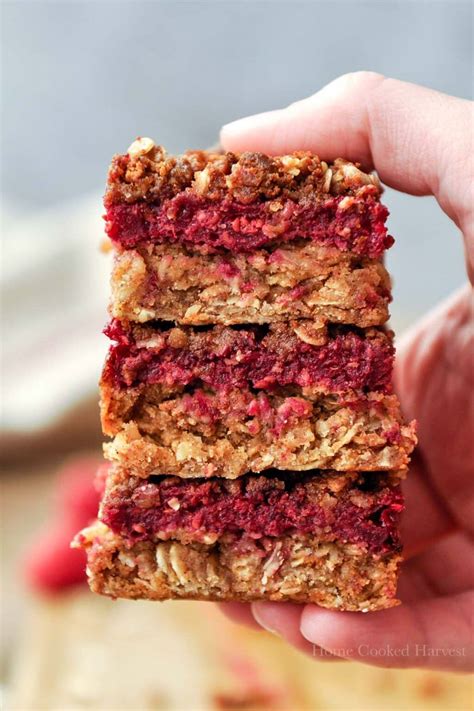 Healthy Raspberry Oatmeal Bars - Home Cooked Harvest