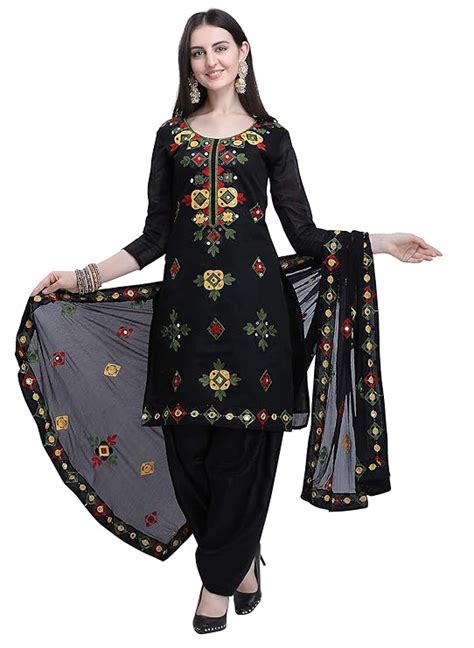 EthnicJunction Women's Rajasthani Mirror Work Chanderi Cotton ...