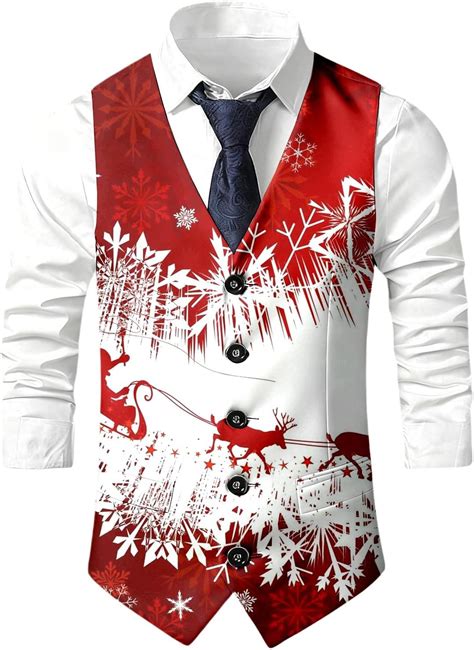Amazon.com: Mens Christmas Vest Funny Holiday Dress Vests Xmas Graphic ...