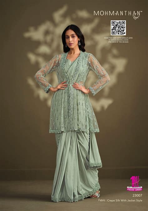 Cocktail Partywear Fusion Saree with Jacket | Engagement Sagaai Attire