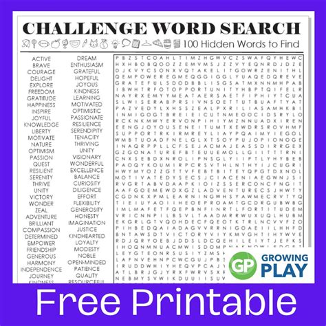 Difficult Word Search Puzzle - Free Challenge Printable - Growing Play ...