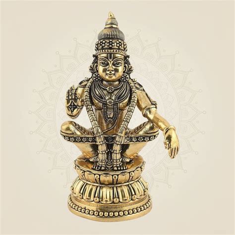 Ayyappa Swami Brass Idol - Temple Puja Murti for Home