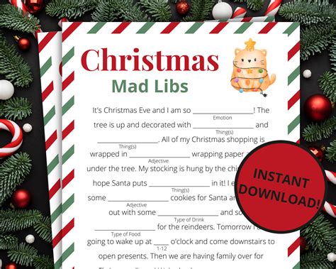 Christmas Mad Libs Printable Christmas Game Christmas Activity for ...