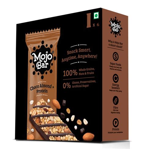 Choco Almond + Protein Health Bars, 192 gms (Pack Of 6) - Mojo Bars ...