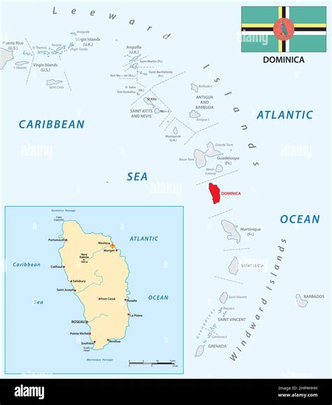 vector map of the Lesser Antilles with the Dominica Island Stock Vector ...