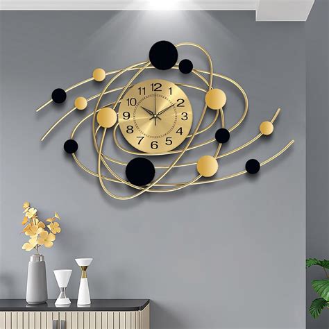 Amazon.com: ESPRAL Large Wall Clocks for Living Room Decor Metal Wall ...