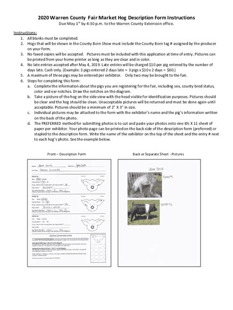Fillable Online warren osu 2020 Warren County Fair Market Hog ...