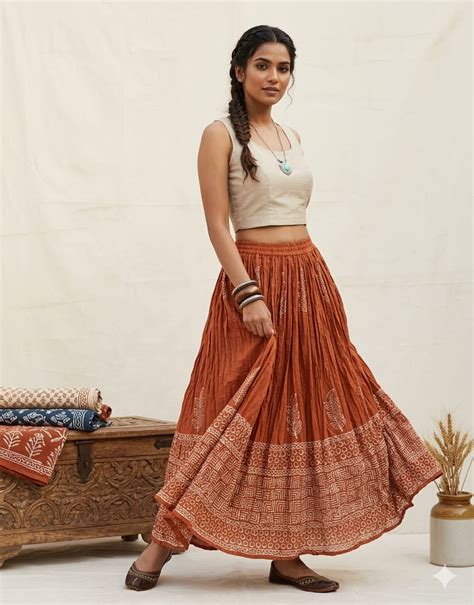 Naisha K 781 Hand Block Printed Mulmul Skirts Collection