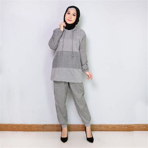 Jual set hoddie wanita/baju olahraga training remaja muslim/senam ...