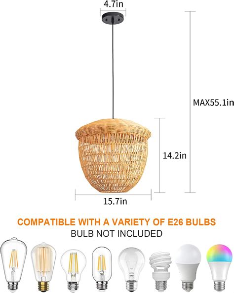 Buy Rattan Pendant Lights, Karjearl Wicker Chandelier Boho Pendant ...