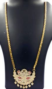 Anujeet Fashion Hub Gold Plated Covering Long Chain with AD Stone Big ...