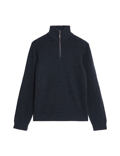 Buy Lambswool Rich Half Zip Jumper at Marks & Spencer
