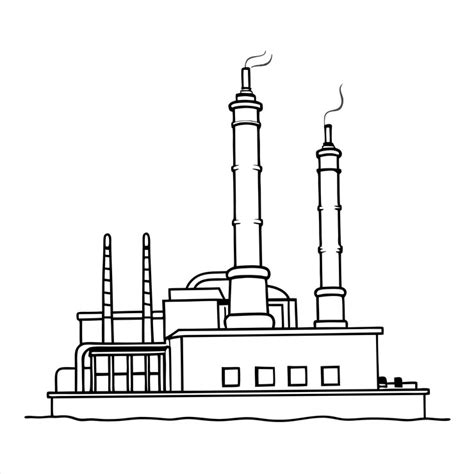 A drawing of a building with a smokestack on it | Premium Vector