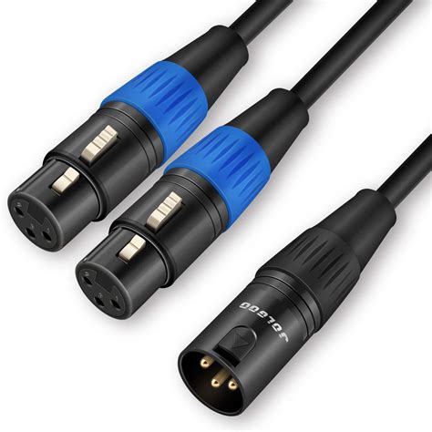 JOLGOO XLR Splitter Cable, Dual XLR Female to XLR Male Y Splitter Microphone Cable, XLR 2 Female ...
