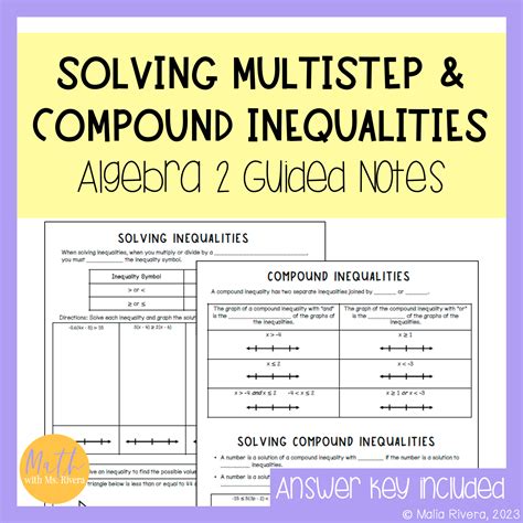 Solving Multi Step & Compound Inequalities Guided Notes for Algebra 2 ...