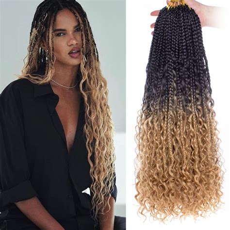 Unionbeauty 24 Boho Box Braids Crochet Hair 8 Packs | Curly Ends ...