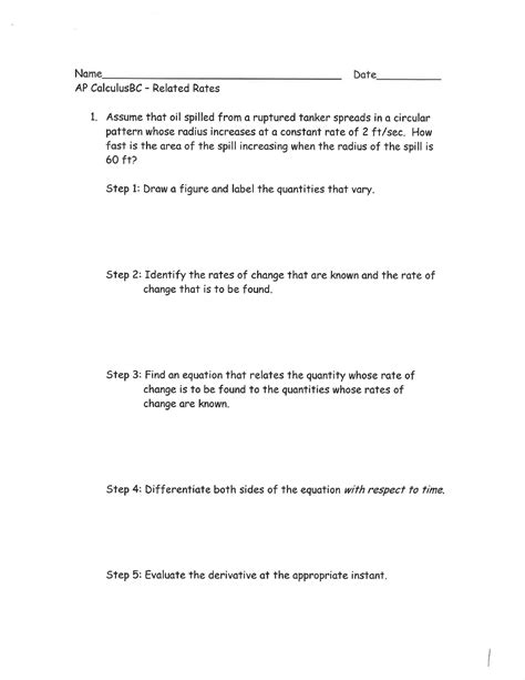 Related Rates Practice Problems With Past AP Exams - MTH 1144 - Studocu