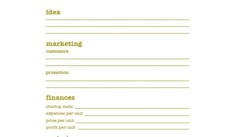 Sample Simple Business Plan Template 的图像结果