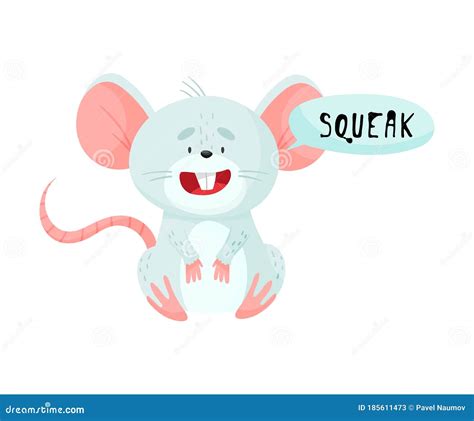 Little Mouse with Open Mouth Making Squeak Sound Isolated on White ...