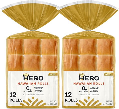 Amazon.com: Hero Hawaiian Rolls – Net Low Carb Slider Buns & Dinner ...