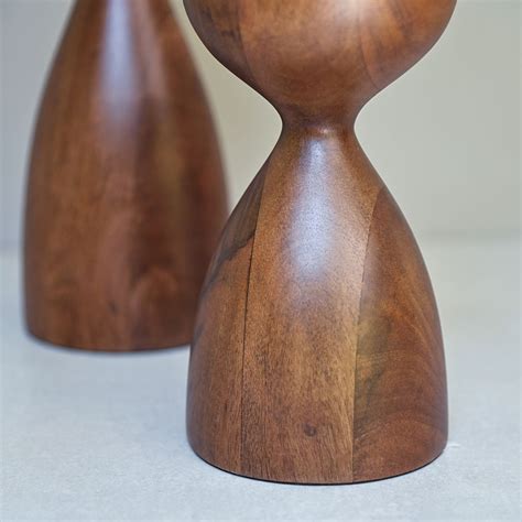 Wooden Pillar Candle Stand Pair – Mora Taara