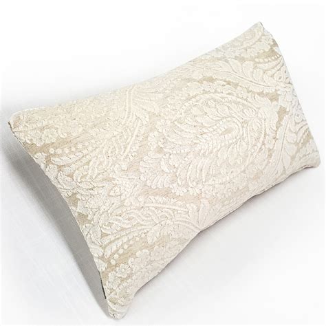 Jacquard Damask in Cream Throw Pillow 12x19 | Pillow Decor