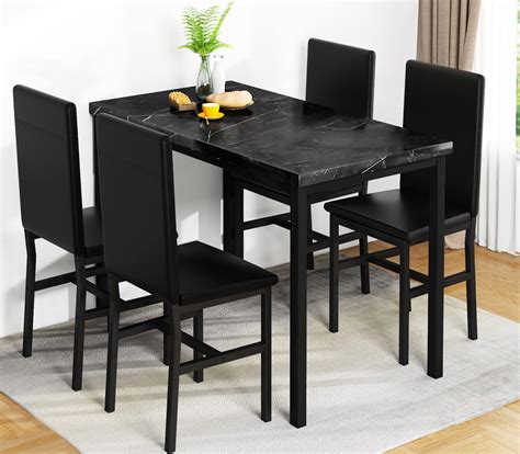 Elegant Black Kitchen Table and Chair Set for Modern Interiors