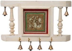 NG Art Ventura Six Bells White Key Ring Holder With Decorative Wooden ...